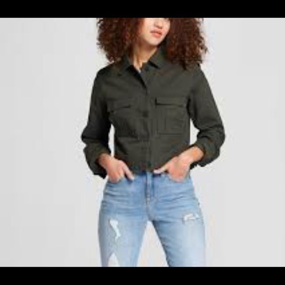 A New Day Forest Green crop fall Jacket size XS - Picture 1 of 5